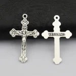 Retro Crucifix Electroplated Vatican Rosary Religious DIY Jesus Cross Component Pendant Hanging VATICANO Accessories Part