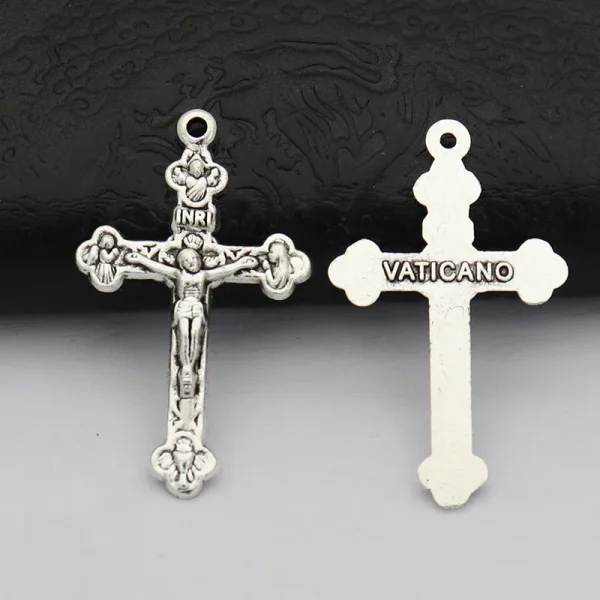 Retro Crucifix Electroplated Vatican Rosary Religious DIY Jesus Cross Component Pendant Hanging VATICANO Accessories Par