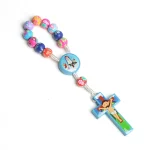 Mecrt Rosary for Child Necklace Colorful Polymer Clay Jesus Cross Pendant Beads Chain Holy Communion Baptism Kids Gift - Image 6