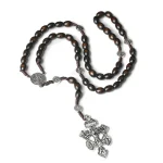 [in Stock] Catholic Cross Rosary Necklace Christianity Pardon Pendant 8*10mm Easter Atonement Souvenir Forgive Jewelry Wholesale