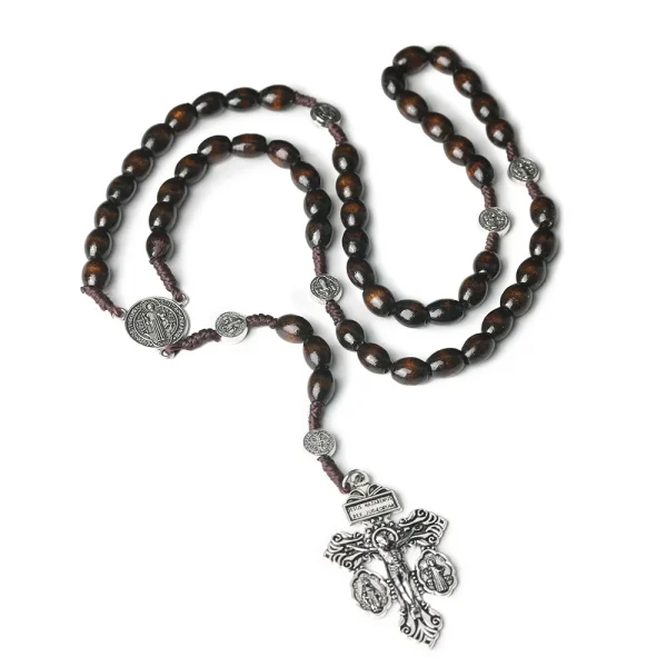 [in Stock] Catholic Cross Rosary Necklace Christianity Pardon Pendant 8*10mm Easter Atonement Souvenir Forgive Jewelry W