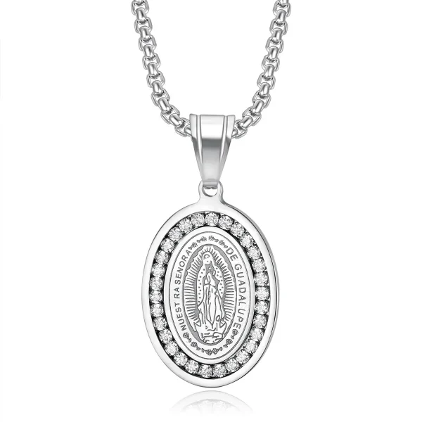 Virgin Mary 18K Gold-Plated Stainless Steel Necklace Cross-Border Popular Jewelry Christian