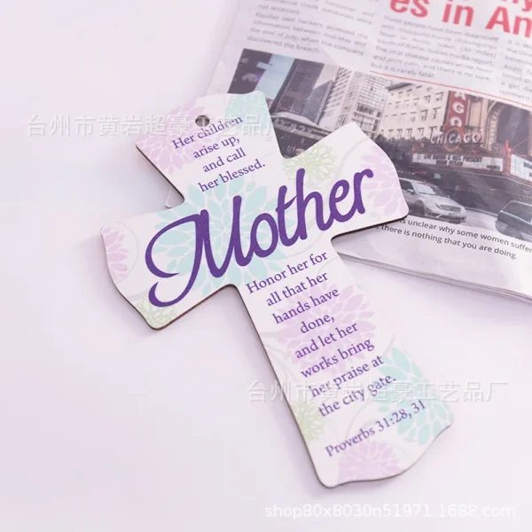 Mecrt Creative Easter DIY Pendant New Home Decoration Wooden Cross Crafts Religious Style with Main Material Jewelry