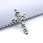5.5*3.3cm Silver Vintage Religious Handmade Cross Pendant Portrait Cross Necklace DIY Alloy Sweater Chain Charms - Image 2