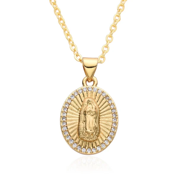 Golden Religious Pendant Virgin Mary Religious Pendant Necklace Popular Fashion Jewelry