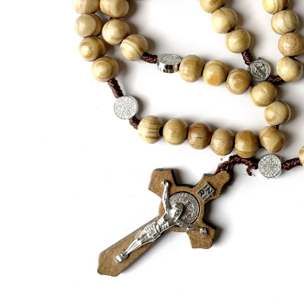 Religious Catholic Rosary Wood Beads Virgin Mary Decade Crucifix Devotional Gift Cross Handmade Jesus Pendant Rosaries J