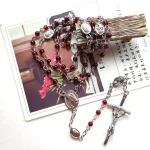 Hot Sell Catholic Rosaries Religious Rosary Necklace Red Glass Beads Cross Necklace for Prayer - Image 4