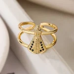 Aogu Cross-Border Niche Women's Religious Copper Gold-Plated Zircon Virgin Mary Minimalist European American INS Style - Image 3