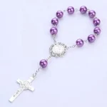 Religion Wedding Pray First Communion Baptism Zinc Alloy Silver Cross Pendant Rosary Charm Bracelet Catholic Unisex - Image 2