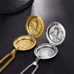 Mecrt Vintage Holy San Benito Medal Pendant Jesus Gold Stainless Steel Can Open Photo Frame Pendants Necklaces Religious Jewelry - Image 3