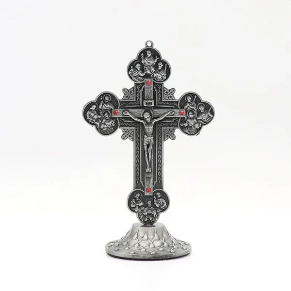 Catholic Jesus Cross Home Office Retro Metal Desk Casted Jewelry Ornaments Elegant Cross-Themed Decorative Accessories
