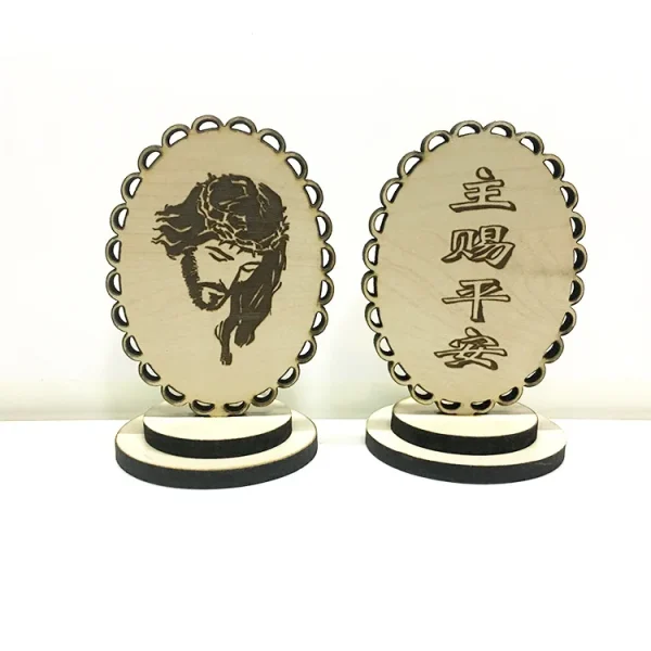 Mecrt Solid Wood Hollow Carved Reiligious Prayer ICONS Car Home Decoration Table Ornaments Souvenir Crafts Gifts Home De