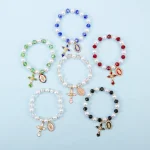 Hot-Selling Saint Benedict Cross Series Pendant Gold-Plated Alloy Beaded Bracelet - Image 2
