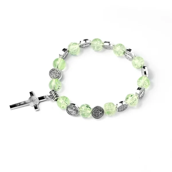 Catholic Rosary Bracelet 8mm Crystal Bead Hand Ornament Cross Rosary Hand String Christian Communion Gift Wholesale