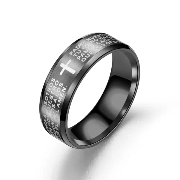 Religious Stainless Steel Jesus Ring with Rosary Inlay 18K Gold Plated 316L Material Catholic Rosary Ring