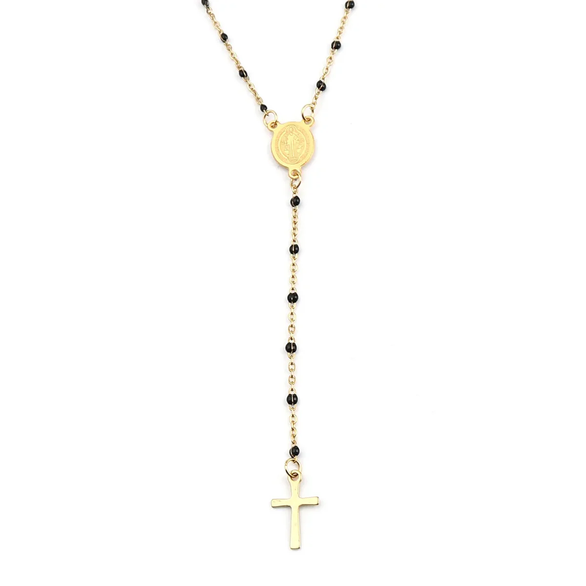 Catholic Rosary 18K Gold Vacuum Plated Stainless Steel Jewelry Christian Religious Totem Cross Necklace Church Gift - Image 3