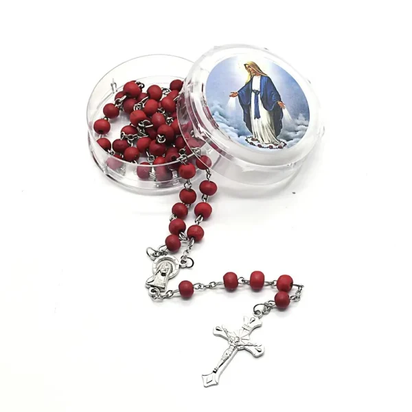 Mecrt Perfume Wood Rosary Necklace Catholicism Gift Religious Rosaries Prayer Beads Catholic Cross Red Jewelry Wholesale