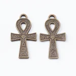 Vintage Christian Children's Cross Pendant Green Ancient Bronze Zinc Alloy Religious Style DIY Jewelry Accessories - Image 5