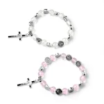 Catholic Rosary Bracelet 8mm Crystal Bead Hand Ornament Cross Rosary Hand String Christian Communion Gift Wholesale - Image 2