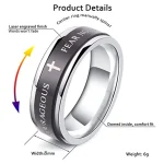 Stainless Steel Religious Cross Wedding Band Ring Anti-Stress Anxiety Fidget Spinner Alloy Jewelry for Women and Men - Image 2