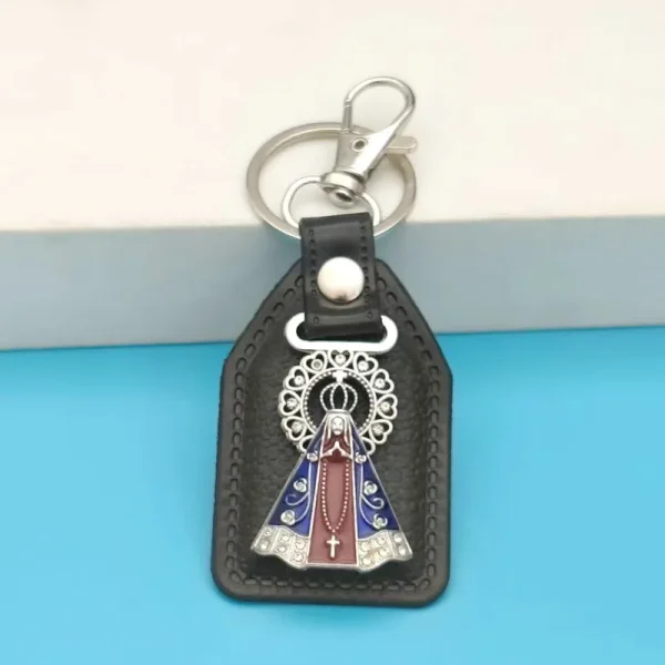 Catholic metal PU micro-inlaid enamel color keychain accessories pendant