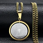 Mecrt Cross Pendant Necklace Stainless Steel Religious Theme Catholic Fashion Pendant Necklace Jewelry - Image 4