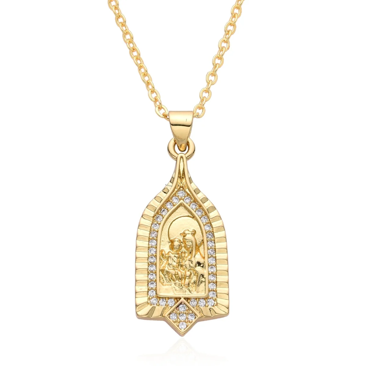 Golden Religious Pendant Virgin Mary Religious Pendant Necklace Popular Fashion Jewelry - Image 5