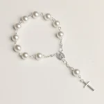 Religious Rosary Bracelet Pearl Cross Blessing Catholic Gifts Communion Confirmation First Holy Communion Jewelry Faith Bracelet - Image 3