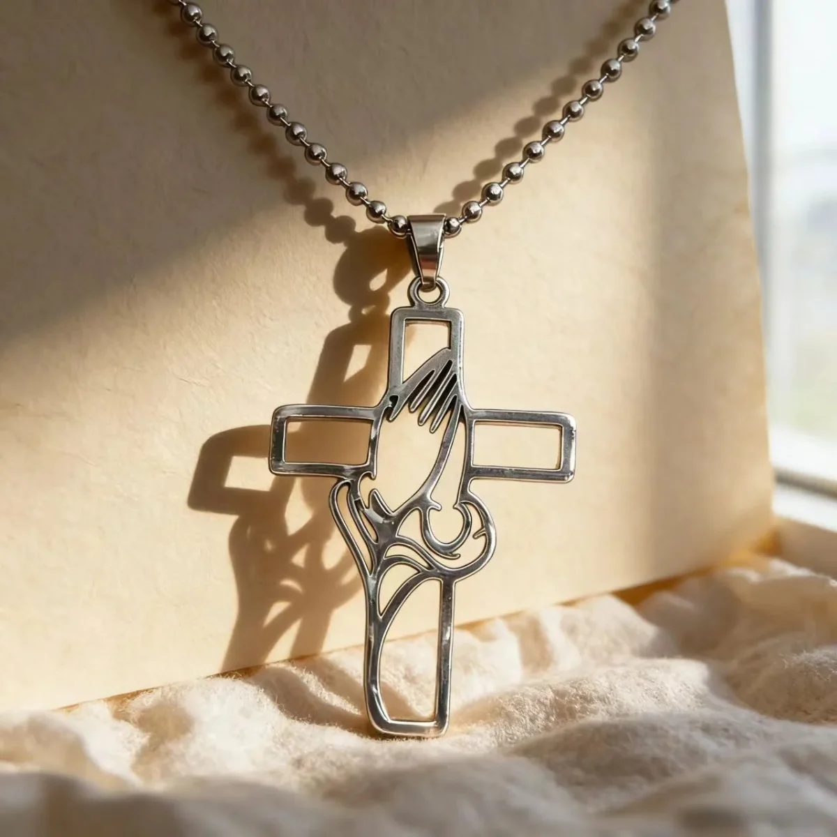 Cross-border Stainless Steel Prayer Hand Box Pendant Necklace for Unisex Sporty Fashion Personality Design Jewelry Accessories - Image 3