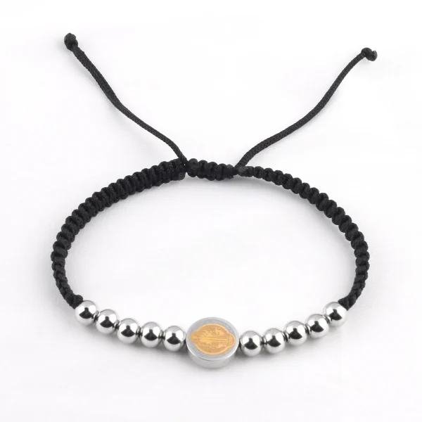 Catholic Saint Benedict Ornament Stainless Steel Braided Rope Beaded Cross Bracelet Hot-Selling Wear-Resistant Waterproo