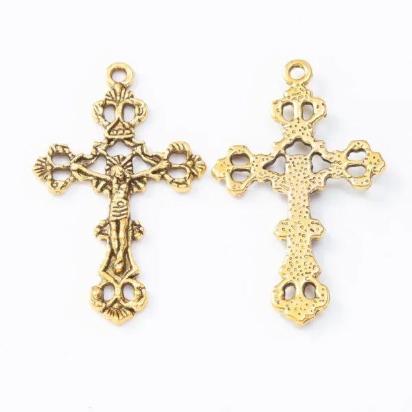 Mecrt Antique Bronze Plated Jewelry Making Charms Findings Jesus Cross Bulk Wholesale