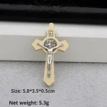 Catholic Crucifix Pendant Wooden Cross Rosary Necklace DIY Metal Handmade Woven Pendant Alloy Main Material Jewelry Accessories - Image 4