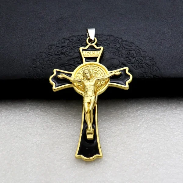 Mecrt Cross Jesus Pendant 7.5*4.5cm Church Catholic Christian Religion Saint Benedict Retro Cross INRI Multiple Colors J