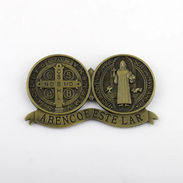 Hot-selling Home Display Metal Saint Benedict Figurine Hand-carved Engraving Benedictine Religion Gift