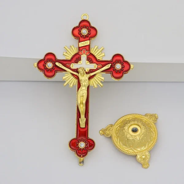 Catholic Christian Cross Ornament Metal Crafts Religious Projects Jesus Statue and Bracket Church Decoration Wholesales
