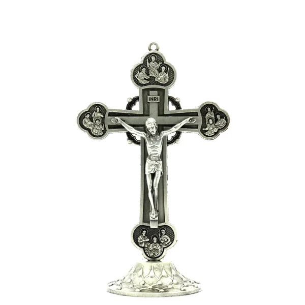 Catholic Jesus Cross Home Office Retro Metal Desk Casted Jewelry Ornaments Elegant Cross-Themed Decorative Accessories