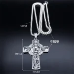 Mecrt Stainless Steel Cross Necklace for Men and Women Holy Spirit Church Jewelry with Beads Chain for Gift - Image 3