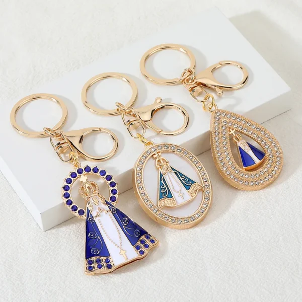 Vintage European American Religious Imitation Enamel Keychain Pendant New Cross-Border Metal Crafts Durable Stylish Acce
