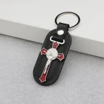 Catholic Cross Jesus Keychain Vintage Retro Metal Crucifix PU Combination Car Pendant Keychain Key Jewelry Pendant - Image 6