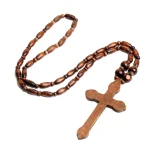 Wholesale Large Religious Wooden Catholic Cross Rosary Bead Necklace Elegant and Spiritual Accessories Christianity Pendant - Image 5