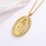Mecrt Catholic Religious Jewelry Light Luxury Gold Zircon Virgin Mary Pendant Necklace Gold Plated Copper Link Chain Wholesale - Image 3
