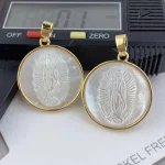 Guadalupe Virgin Mary White Shell Religious Copper Gold Plated Pendant Charm for Women Jewelry - Image 5