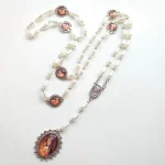 Mecrt Fashion Seven Sorrow Chaplet White Pearl Beads Rosary Round Virgin Mary Pendant Religious Rosary Necklace