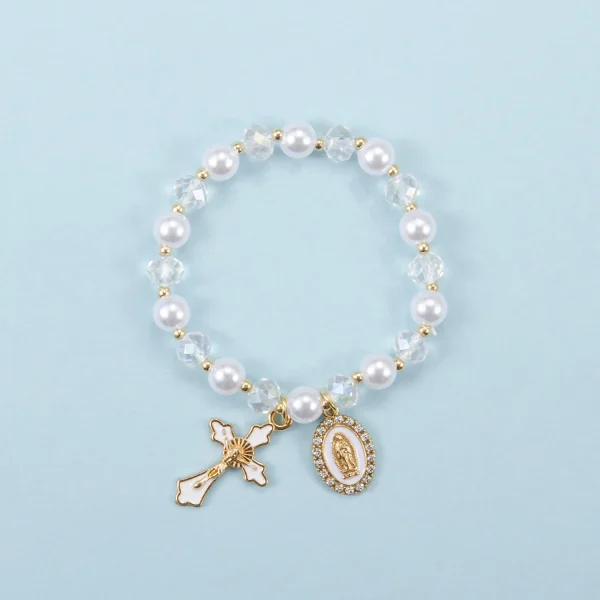 Hot-Selling Saint Benedict Cross Series Pendant Gold-Plated Alloy Beaded Bracelet