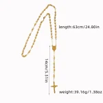 Wholesale Rosary Necklace with Jesus Catholic Pattern Cross Pendant Stainless Steel 6MM Beads - Image 6