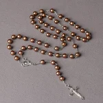Catholic Rosary Prayer Beads Imitation Pearl Necklace Cross Baptismal Communion Rosary 8mm Christian Jesus Jewelry Church Gift - Image 5