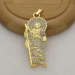 DIY Jewelry Components Hollow-Out Gold Plated Zinc Alloy Jesus Pendant Religious Style Triangle Zircon Charms - Image 4