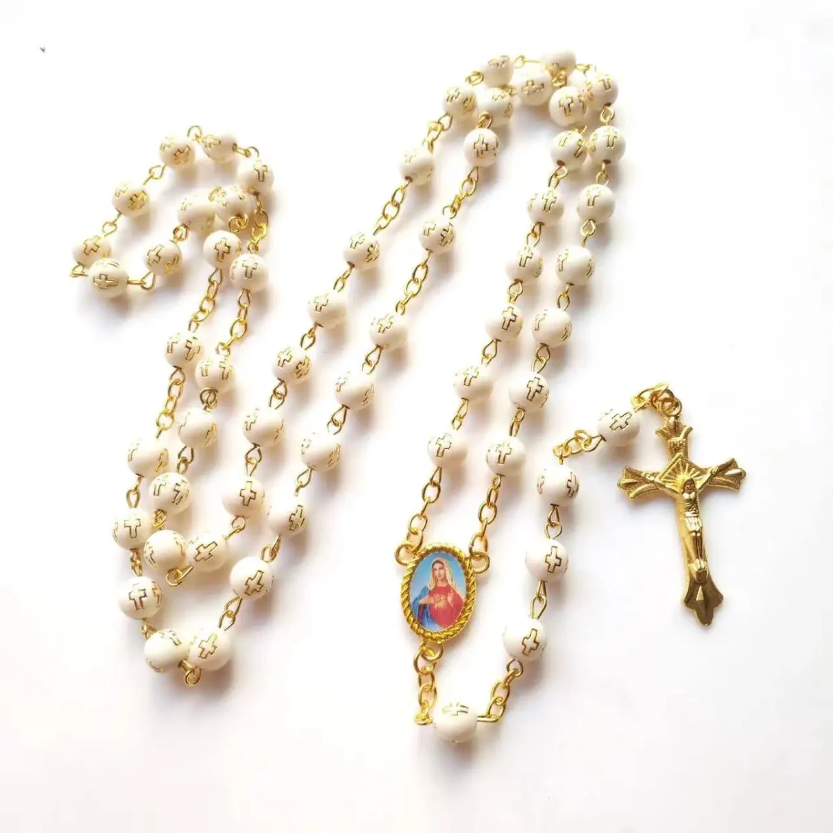Support Custom Gold Cross Beads Rosary - Image 2