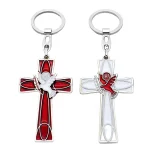 Metal Jewelry Car Keychain Pendant Mobile Phone Decoration Peace Dove and Cross Pendant Festival Gifts