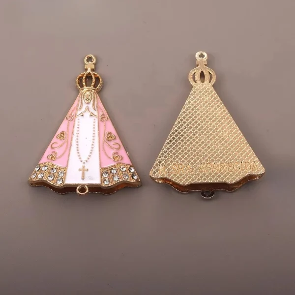 Catholic Gold Round Priest Listing Necklace DIY Zinc Alloy Pendant, Cross Pattern Jewelry Pendant